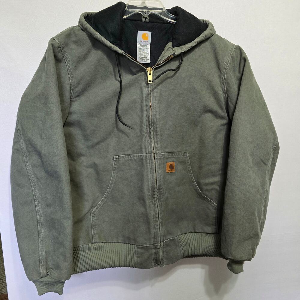 Carhartt J142 SAG Sage Sandstone Active Jacket Large Tall Quilt Lined Hood